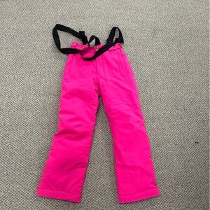 Dare 2 B Kids Bright Pink Snow Pants with Adjustable Black Suspenders for age 14